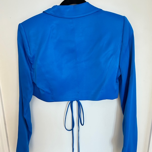Zara blue satin cropped blazer - Picture 3 of 4